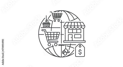 Global E-commerce Network Diagram.