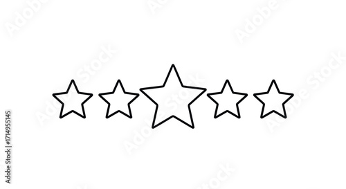 Five black outline stars with a larger central star for rating and review.