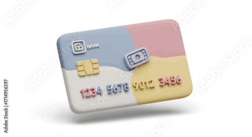 Colorful Credit Card with Security Icons and Numbers.