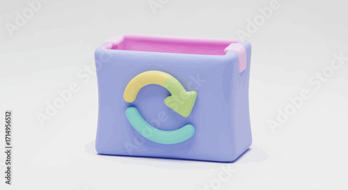 Pastel Purple Recycle Bin Shaped Decorative Container.