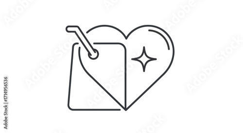 Heart and Price Tag Outline Icon: Symbolizing Value Love and Shopping.