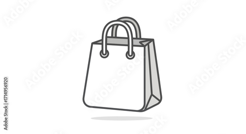 Simple Line Art Illustration of a White Shopping Bag.