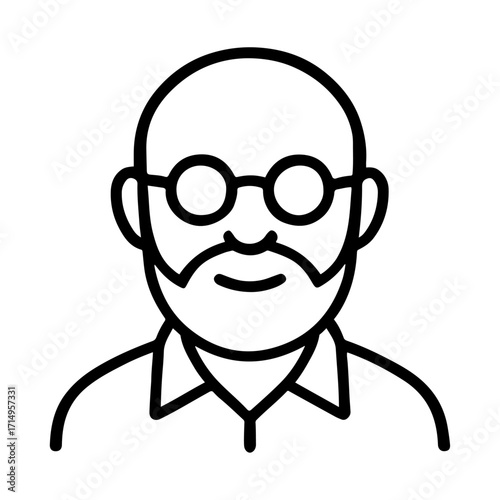 Grandfather, elderly man line icon in black and white