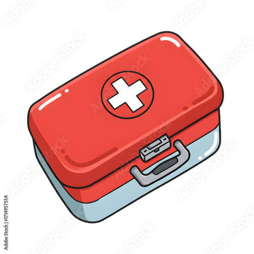 Red First Aid Kit Cartoon Vector Illustration