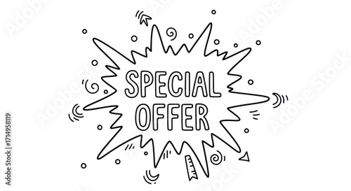 Hand-drawn Special Offer Announcement with Starburst.