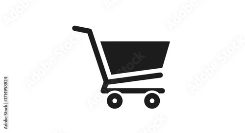 Black Shopping Cart Icon Silhouette for E-commerce and Retail.