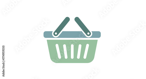 A stylized green shopping basket icon with a gradient effect for online retail and e-commerce.