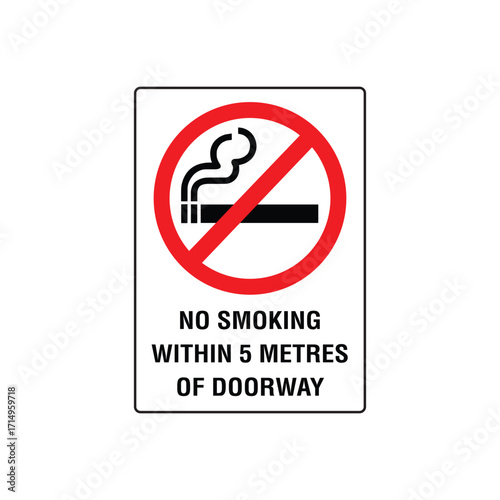 Vector No Smoking Within 5 Metres Of Doorway Safety Prohibition Sign
