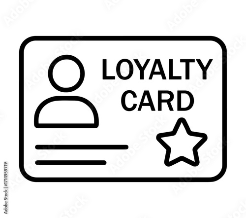 Loyalty card icon in a minimalist line art style