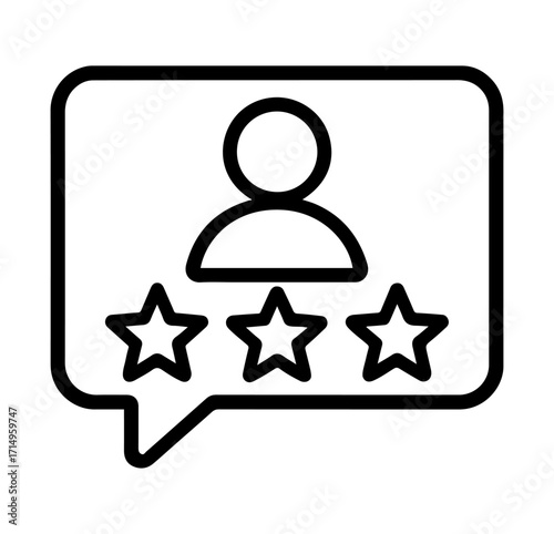 Reviews stars icon in a simple line art style in black and white
