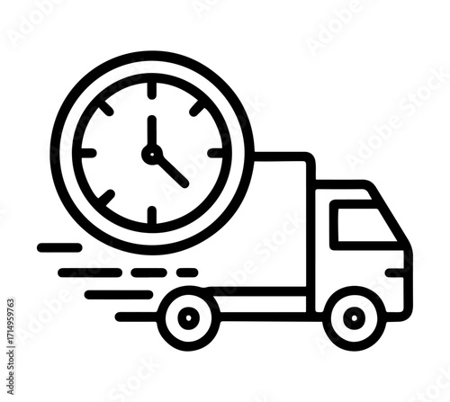 Same day fast delivery icon in black and white line art