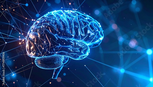 3D brain model, network, digital