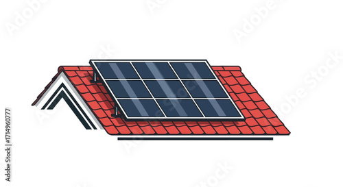 Solar Panel Installation on a Tiled Roof for Renewable Energy Generation.
