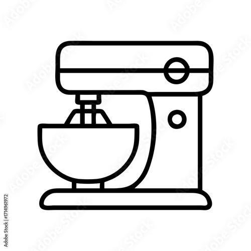 Illustration of a stand mixer kitchen appliance for baking and cooking food preparation needs