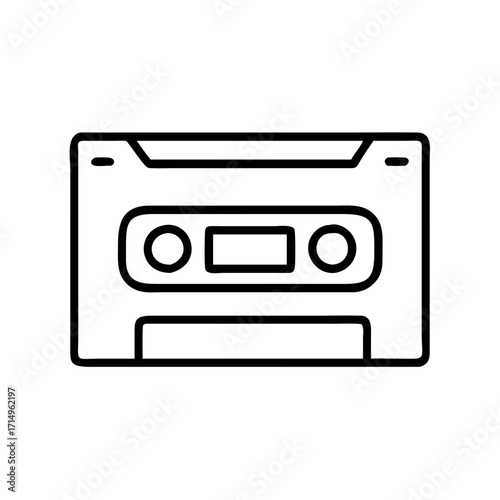 Cassette tape vector icon illustration, audio cassette graphic element for music design project