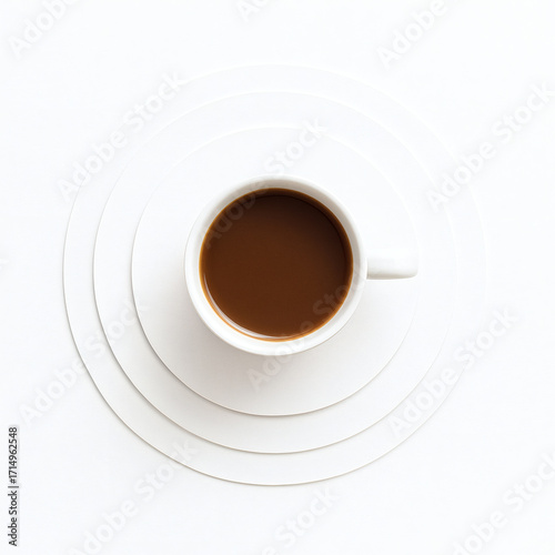 White coffee cup in concentric circles isolated on white background