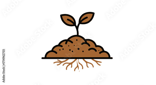 Sprout with Roots in Soil - Seedling Growing.