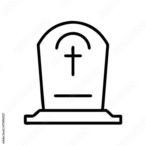 Vector drawing of a tombstone with cross for halloween gravestone cemetery death and burial icon