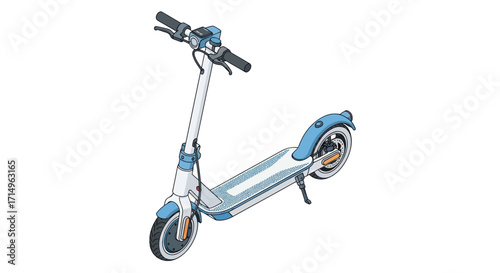 Modern Electric Scooter with Light Blue Accents.