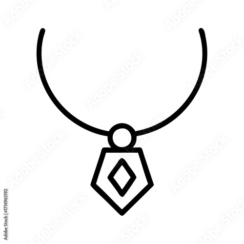 Elegant diamond pendant necklace jewelry fashion accessory outline style vector illustration art