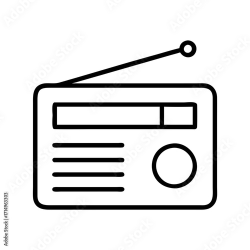 Radio receiver vector illustration, vintage radio icon, broadcasting device, fm am radio tuner