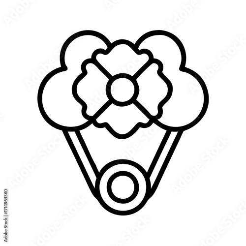 Vector graphic of a floral brooch illustration perfect for spring fashion and jewelry designs