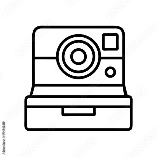 Vintage instant camera icon vector illustration for photography and memories capturing design