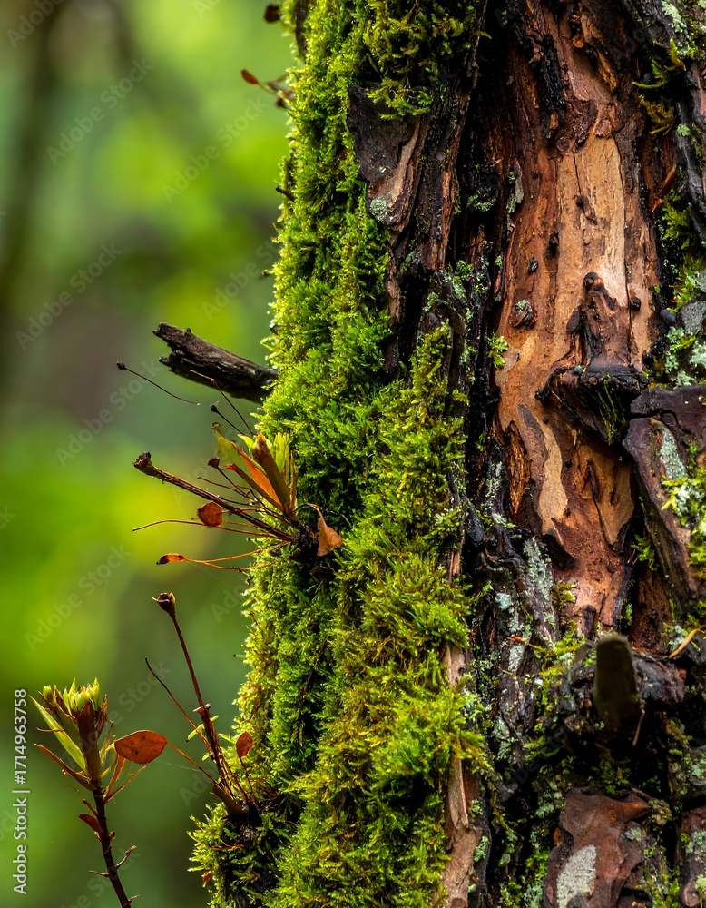 Fototapeta premium Close-up of mossy tree trunk