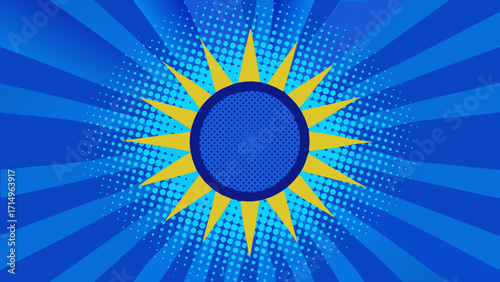 Blue background halftone retro effect focus 