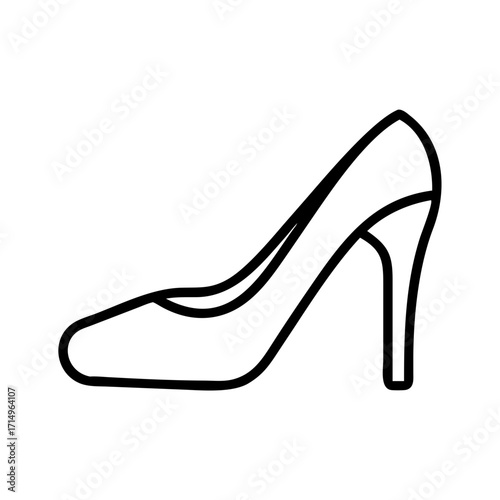 Elegant high heel shoe outline vector illustration for fashion design and footwear concepts style