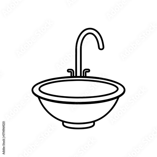 sink with faucet line art 