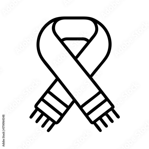 Scarf winter fashion accessory cold weather neckwear apparel knitwear clothing outline icon vector
