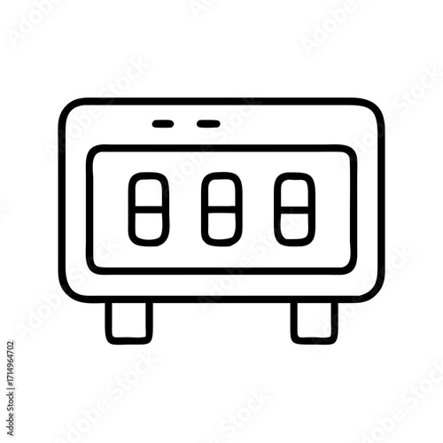 Digital clock vector illustration outline design, alarm clock, electronic clock, time display icon