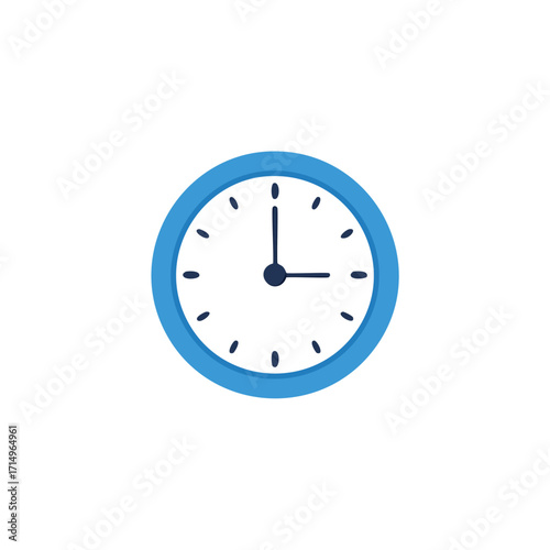 Simple Blue and White Clock Showing 9 Oclock time watch