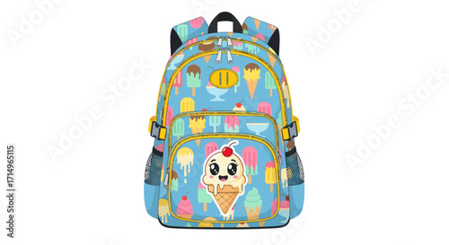 Colorful Ice Cream Themed Backpack for Kids.