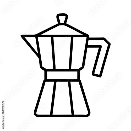 Moka pot espresso maker italian coffee machine stovetop percolator outline vector illustration
