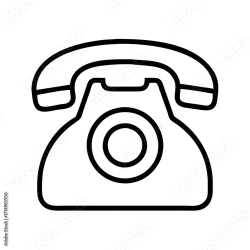 Vintage telephone outline vector graphic for old phone icon and retro communication design assets