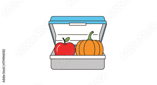 Open Lunchbox with Apple and Pumpkin.