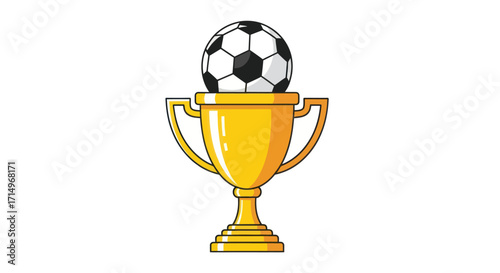 Golden Trophy with Soccer Ball on Top Symbolizing Victory and Achievement.
