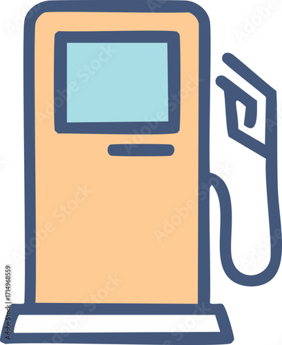Stylized Hand Drawn Gas Pump Icon fuel station petrol station