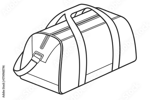 Black and white outline of a duffel bag with handles and zipper gym bag travel bag