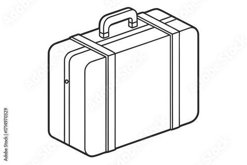 Isometric Line Art of a Vintage Suitcase luggage travel