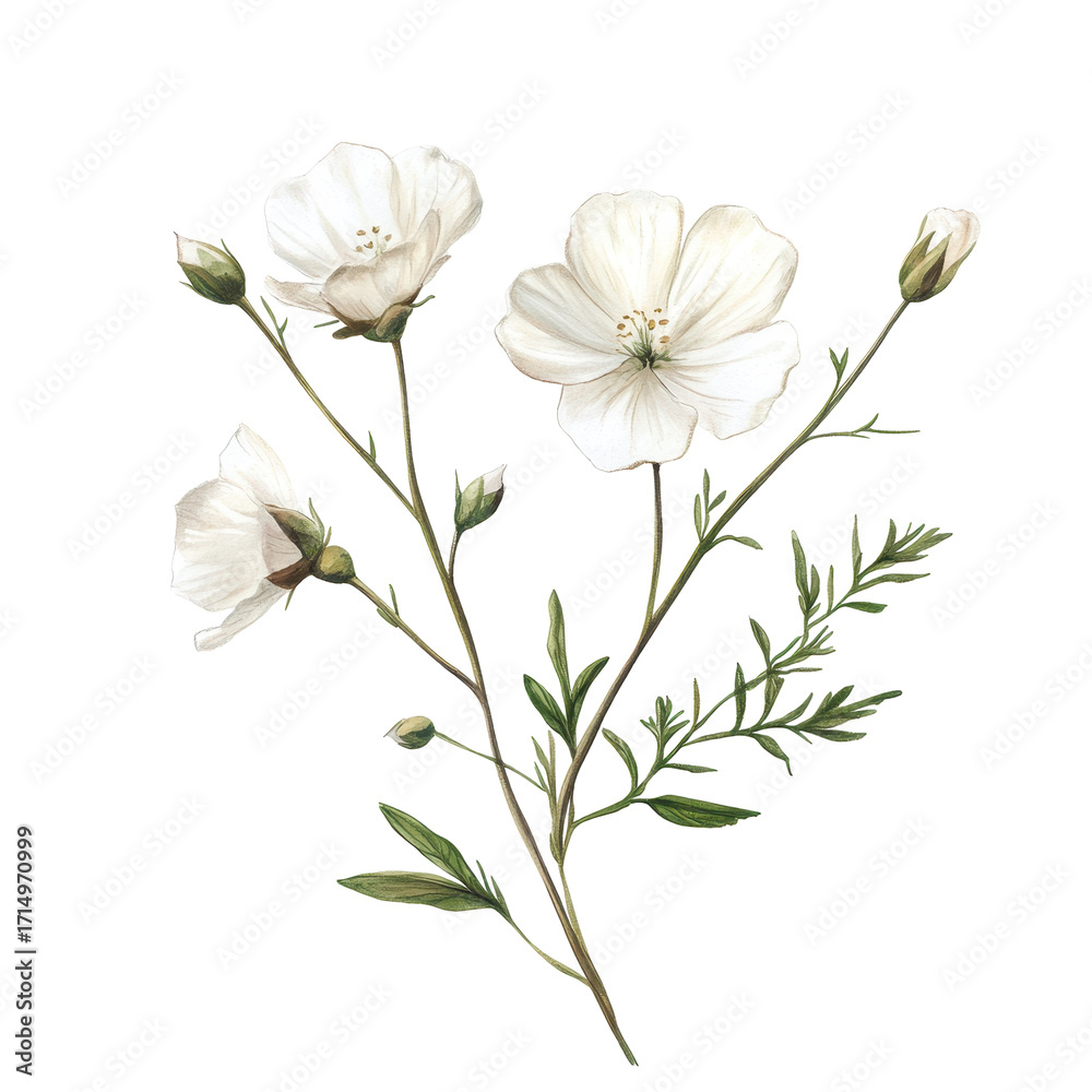 Obraz premium Botanical drawing flower, Artistic botanical drawing of a flower, emphasizing its unique shape and intricate details, isolated on transparent background