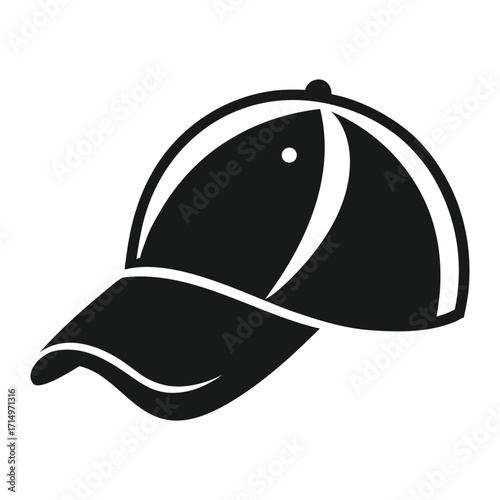 Black silhouette of a baseball cap with a curved brim headwear accessory
