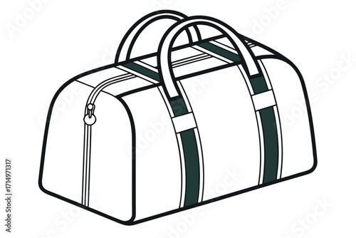 Outline Drawing of a Duffel Bag with Handles and Zipper luggage travel