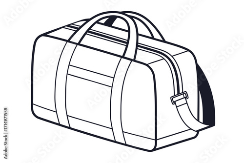 Outline Illustration of a Duffel Bag with Shoulder Strap and Zipper luggage travel bag