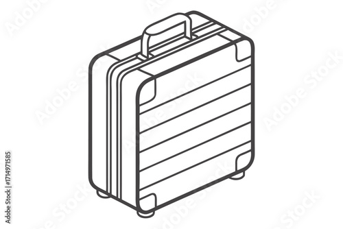 Outline Illustration of a Vertical Vintage Suitcase with Wheels luggage travel