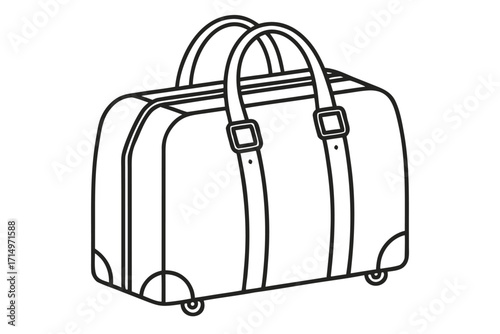 Outline Illustration of a Rolling Duffel Bag with Handles and Wheels luggage travel bag