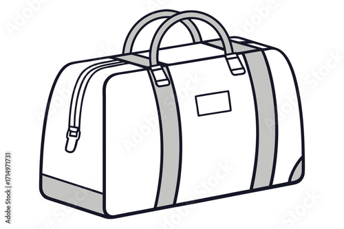 Outline of a duffel bag with handles and a zipper on a white background travel bag luggage