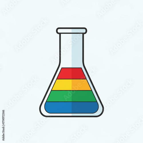 Illustration of a flask with layered colored liquids.